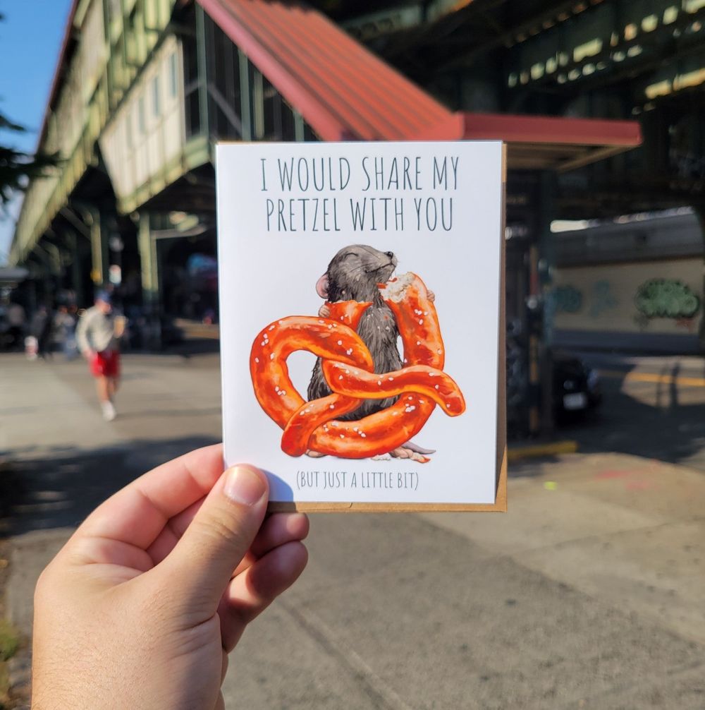 Pretzel Rat Greeting Card