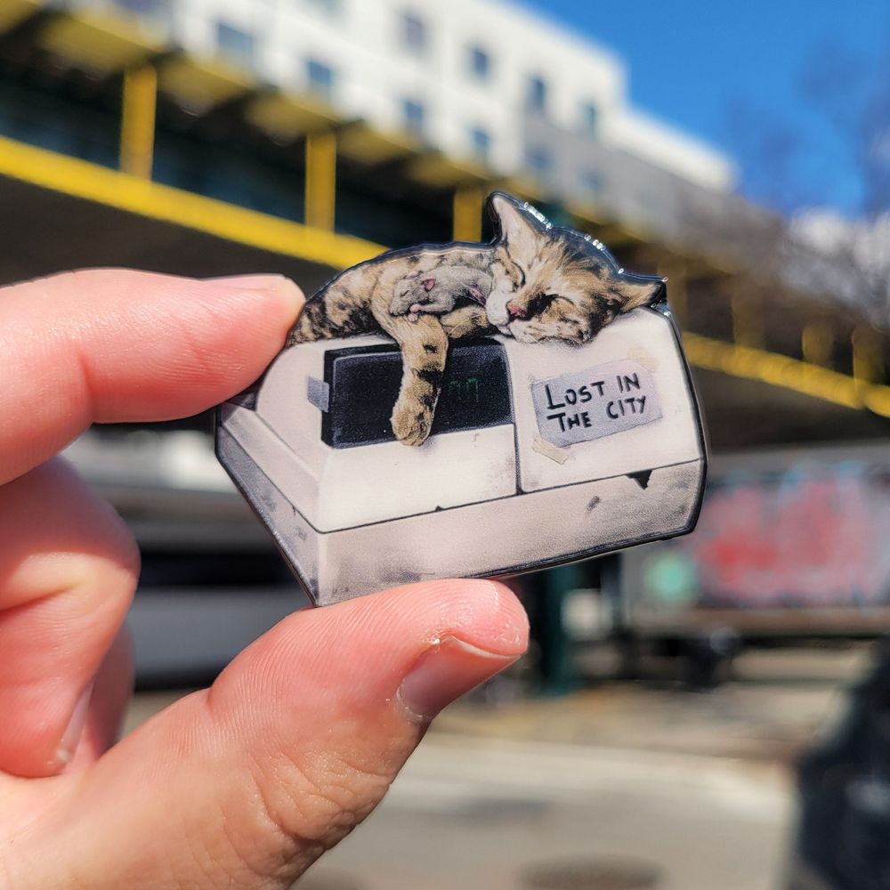 Bodega Cat and Rat Metallic Pin
