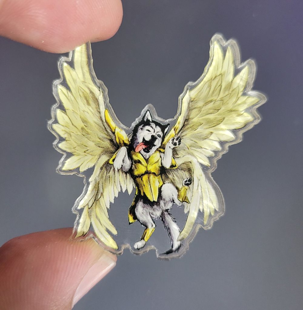 Angel Husky Acrylic Pin