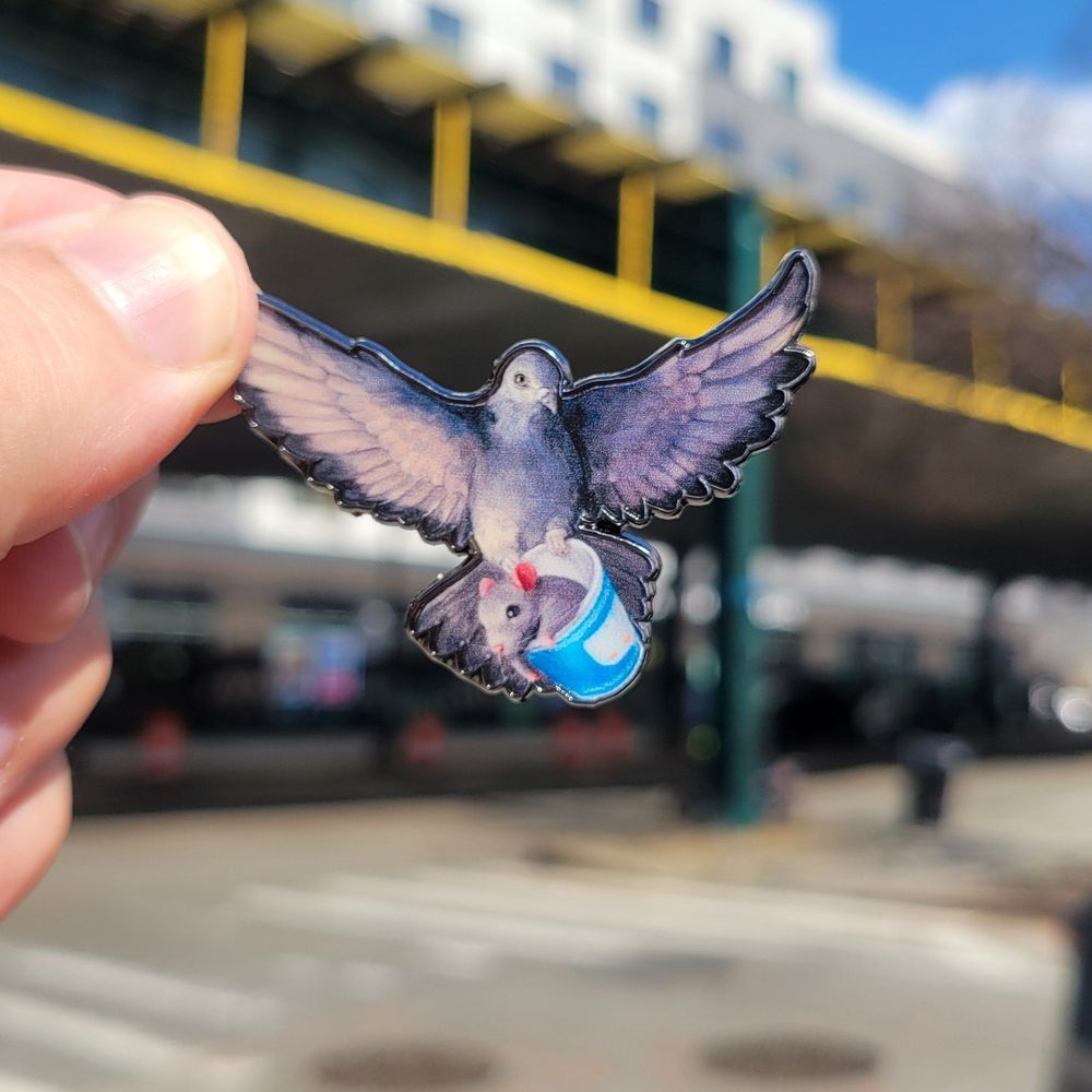 Pigeon and Rat Metallic Pin