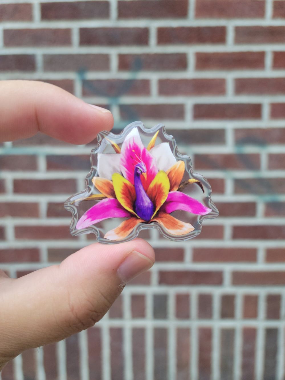 Flower Peacock Acrylic Pin