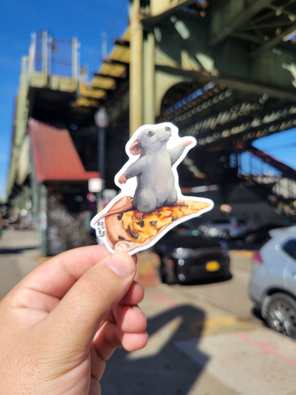 Surfing Pizza Rat Sticker