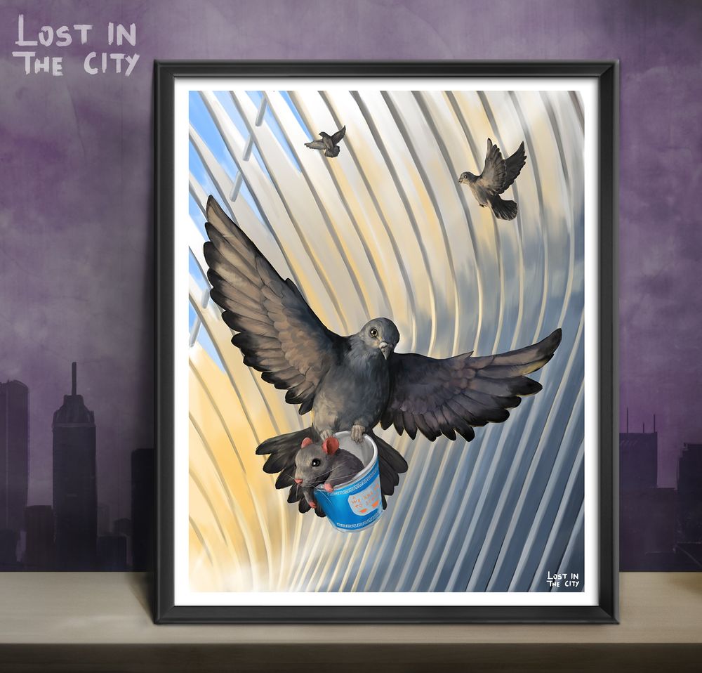 Rat and Pigeon at the Oculus Print | Lost in the City