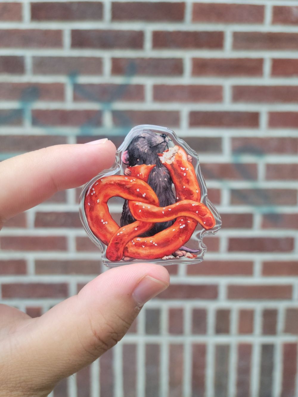 Pretzel Rat Acrylic Pin
