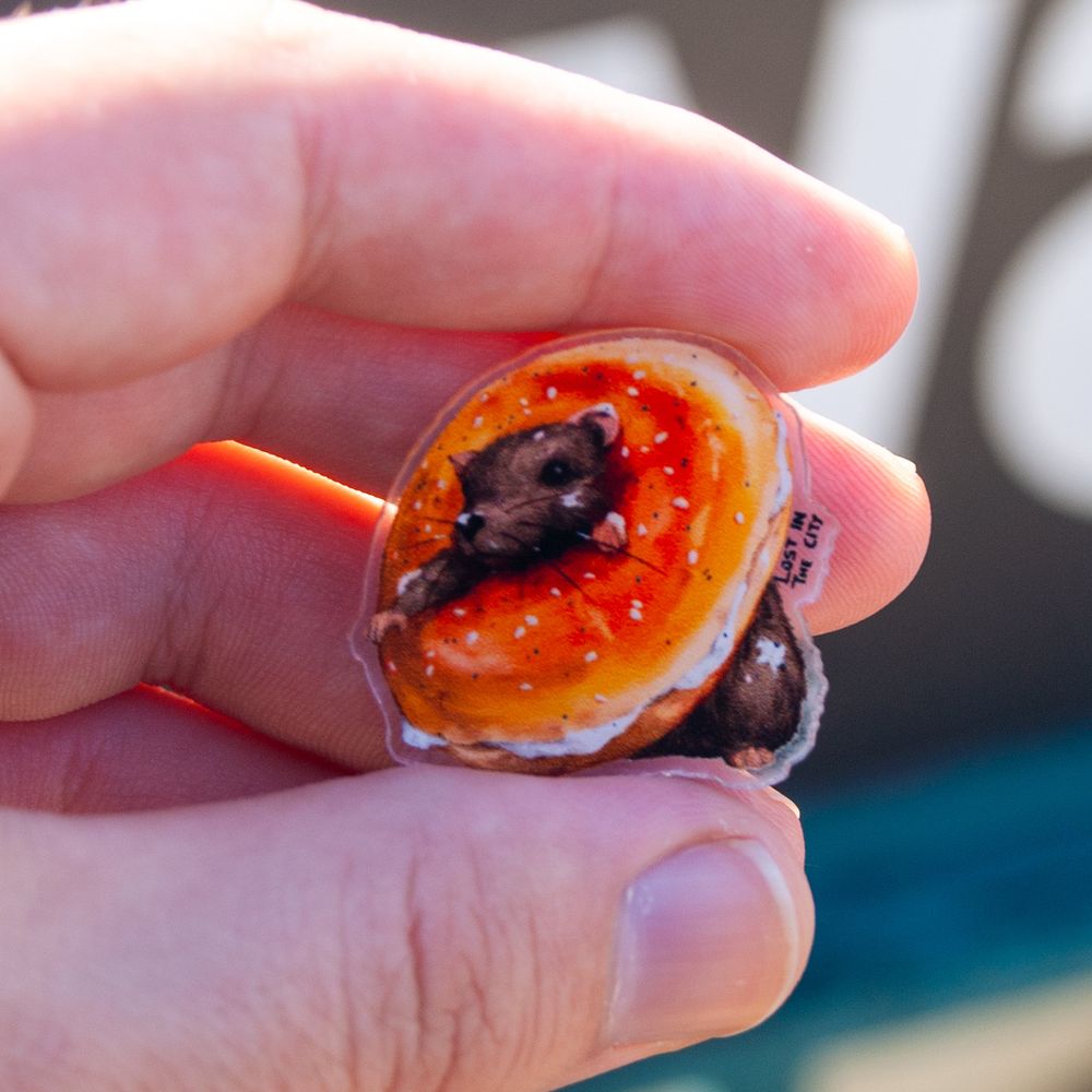 Bagel Rat Acrylic Pin